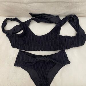 DEVON WINDSOR Black Textured Bikini